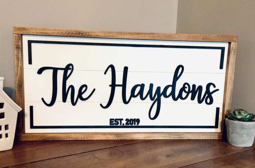 Framed Shiplap Last Name Sign